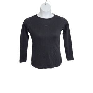 VINTAGE 70s Givenchy black‎ stretch ribbed 3/4 sleeve top S
